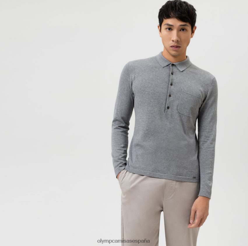 ropa OLYMP Body Fit de punto de nivel cinco, cuello de polo, gris plateado 8N2F1752