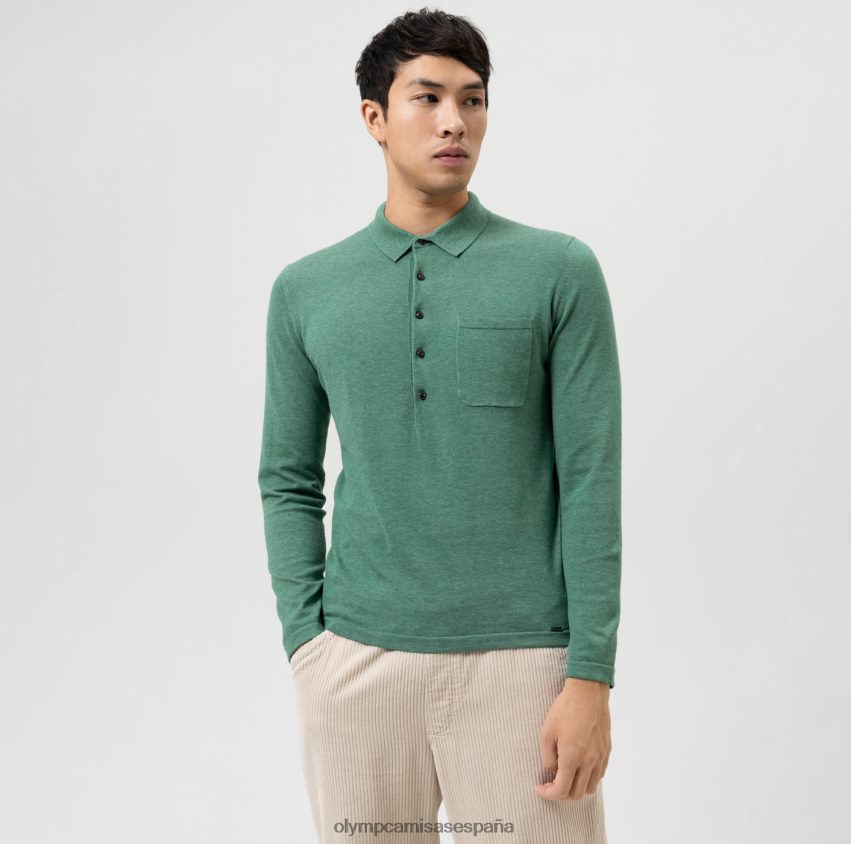 ropa OLYMP Body Fit de punto de nivel cinco, cuello de polo, verde 8N2F1755