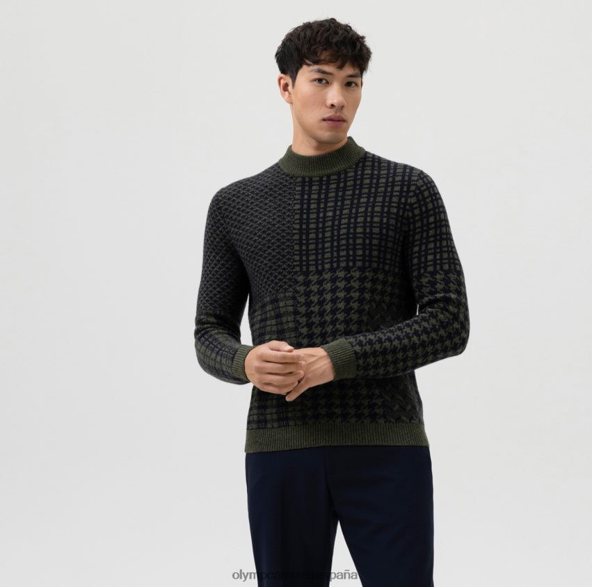 ropa OLYMP Body Fit de punto de nivel cinco, jersey con cuello alto, oliva 8N2F1858