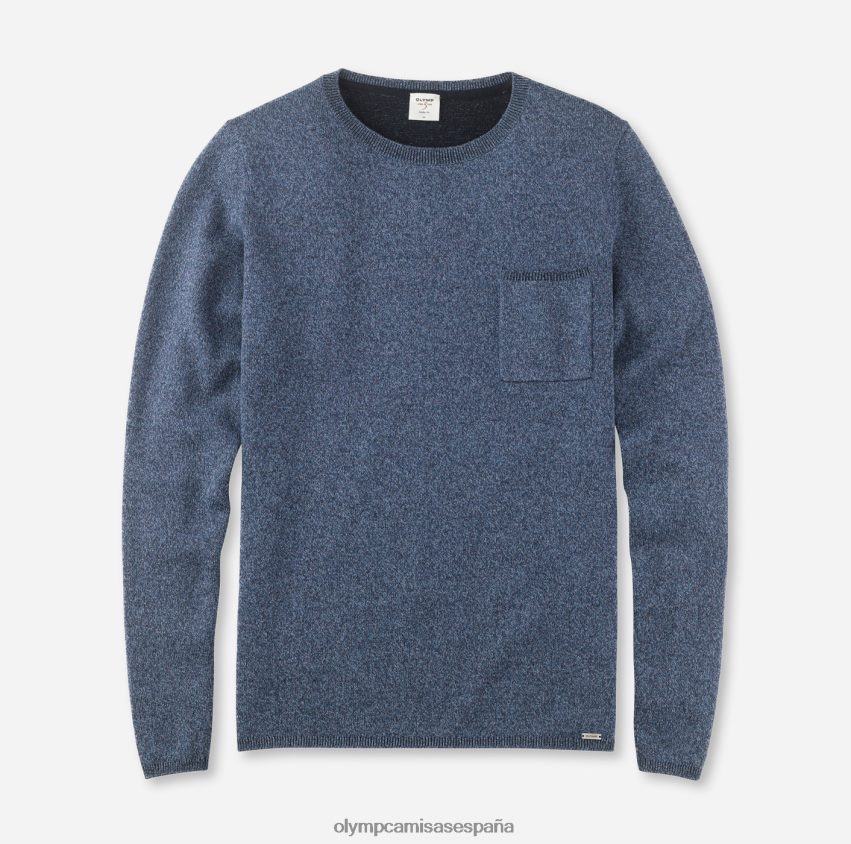 ropa OLYMP Body Fit de punto de nivel cinco, jersey con cuello redondo, azul 8N2F1869