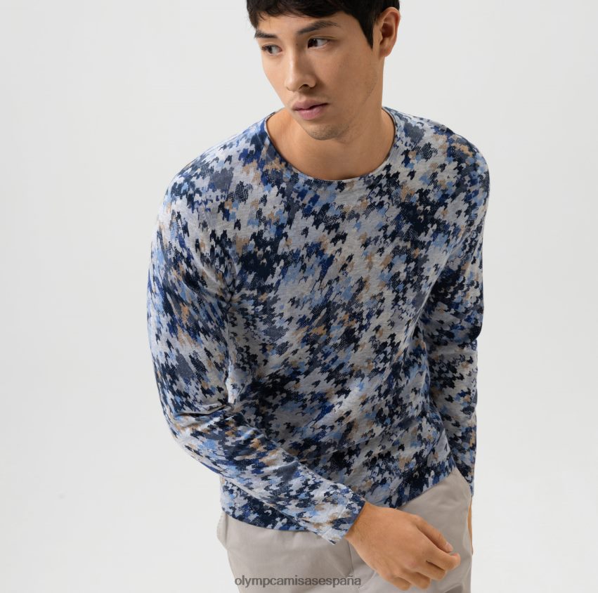 ropa OLYMP Body Fit de punto de nivel cinco, jersey con cuello redondo, marino 8N2F1748