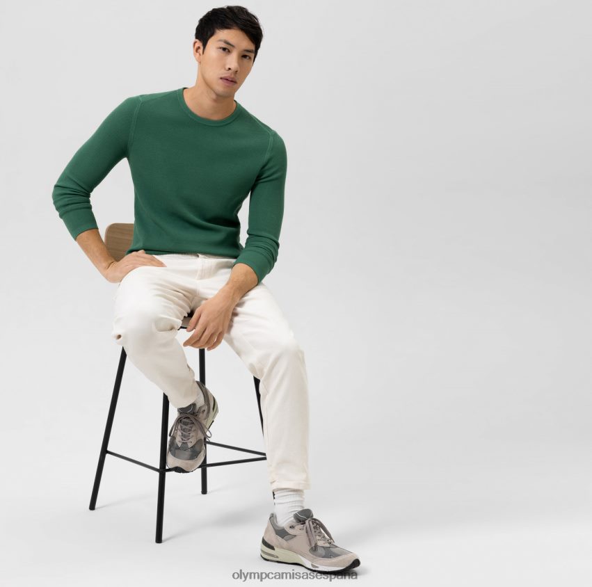 ropa OLYMP Body Fit de punto de nivel cinco, jersey con cuello redondo, verde 8N2F1834