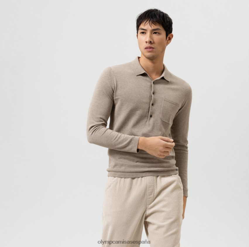 ropa OLYMP body fit de punto nivel cinco, cuello polo, camel 8N2F1845