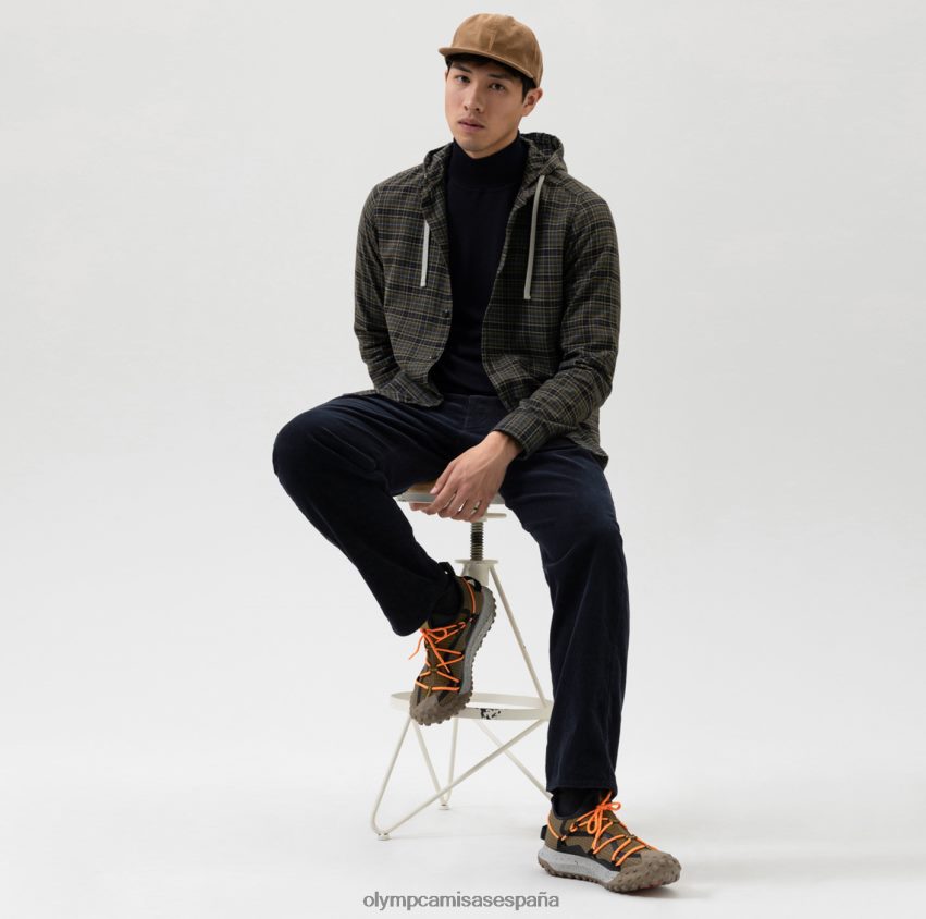 ropa OLYMP sobrecamisa casual elegante de nivel cinco, camisa casual, capucha, verde oliva 8N2F1979