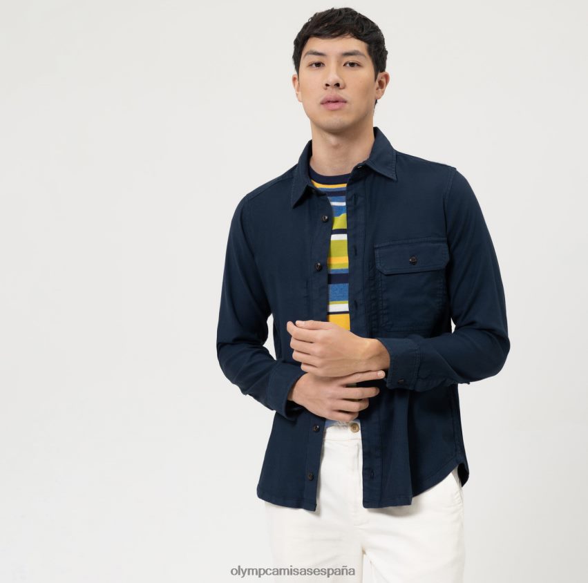 ropa OLYMP sobrecamisa casual elegante de nivel cinco, camisa casual, marino 8N2F1957