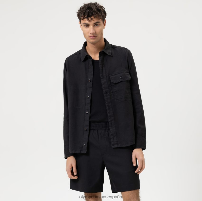 ropa OLYMP sobrecamisa casual elegante de nivel cinco, camisa casual, negro 8N2F1958