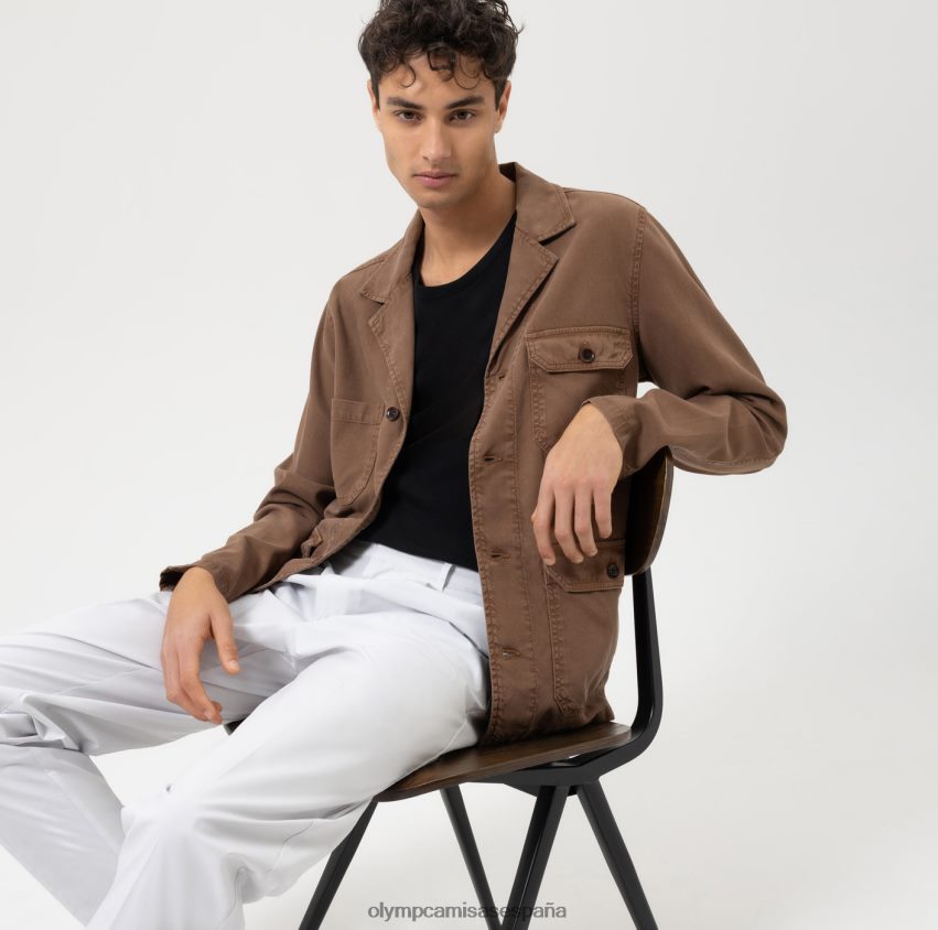 ropa OLYMP sobrecamisa casual elegante de nivel cinco, camisa informal, marrón 8N2F1961