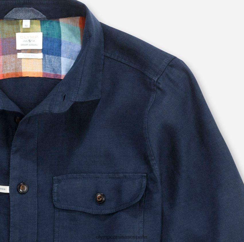 ropa OLYMP sobrecamisa casual elegante nivel cinco, camisa casual, kent, azul medianoche 8N2F1956