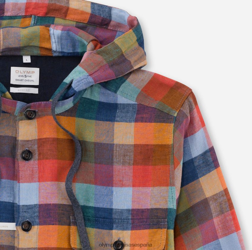 ropa OLYMP sobrecamisa informal elegante de nivel cinco, camisa informal, cuello alto, rojo 8N2F1981